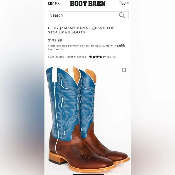 🔥🔥 CODY JAMES MEN'S SQUARE TOE STOCKMAN Western Cowboy BOOTS Sz 10.5D - EUC