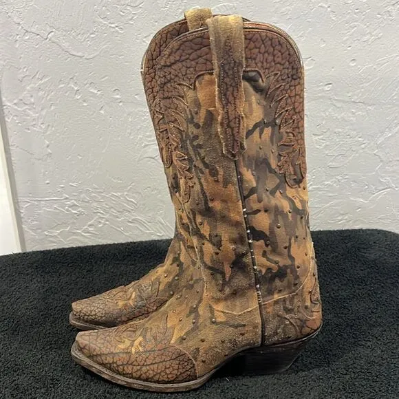 🔥 Dan Post Western Boots Womens Nvisible Retro Camo Sniptoe Brown DP3597 Sz 7M