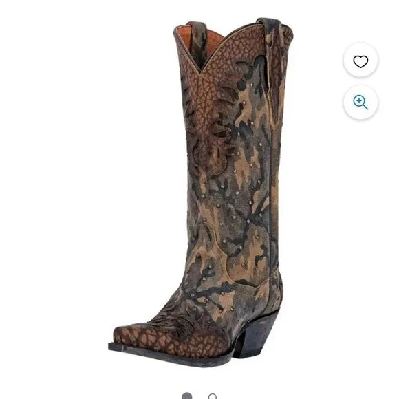 🔥 Dan Post Western Boots Womens Nvisible Retro Camo Sniptoe Brown DP3597 Sz 7M