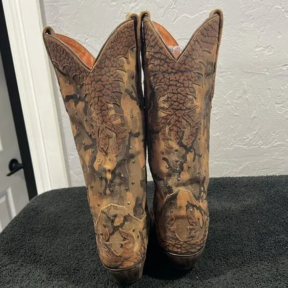 🔥 Dan Post Western Boots Womens Nvisible Retro Camo Sniptoe Brown DP3597 Sz 7M