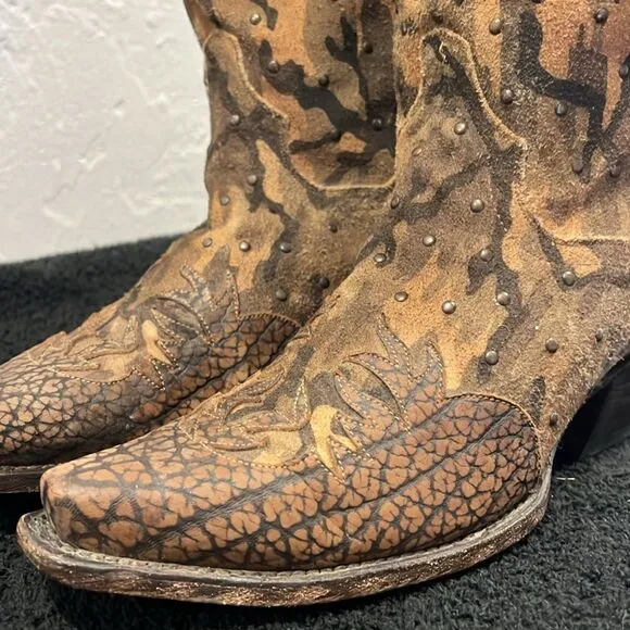 🔥 Dan Post Western Boots Womens Nvisible Retro Camo Sniptoe Brown DP3597 Sz 7M