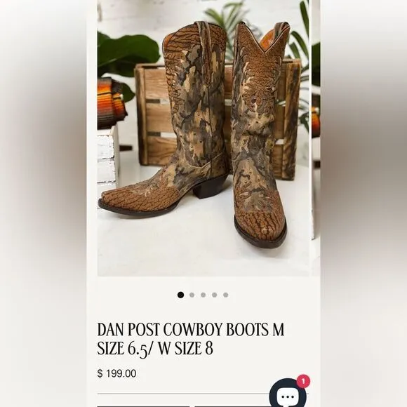 🔥 Dan Post Western Boots Womens Nvisible Retro Camo Sniptoe Brown DP3597 Sz 7M