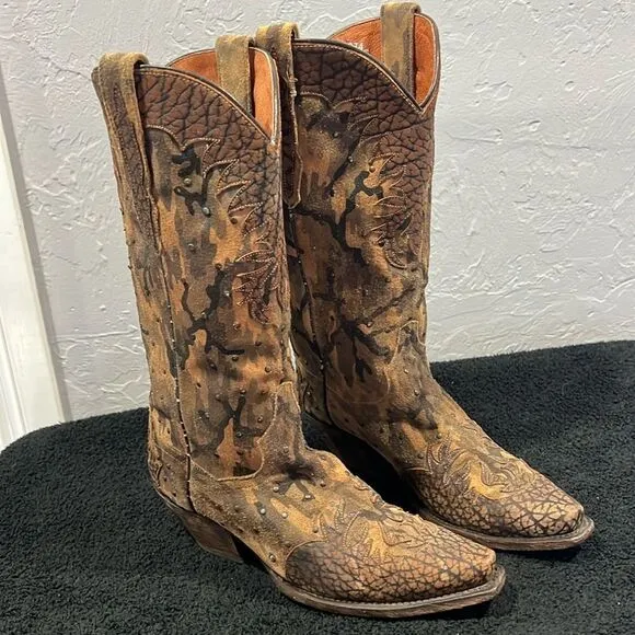 🔥 Dan Post Western Boots Womens Nvisible Retro Camo Sniptoe Brown DP3597 Sz 7M