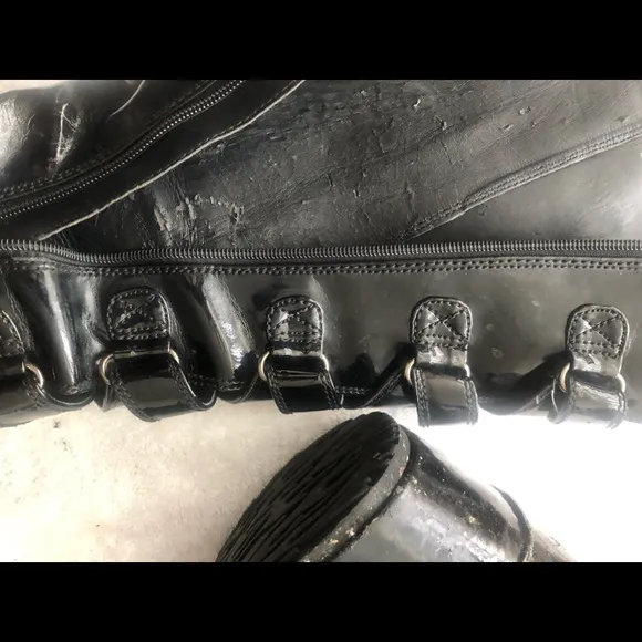 ⭐️ Demonia HUGE 7” Platforms Gothic Knee high Black patent leather boots men 5
