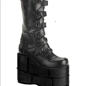 ⭐️ Demonia HUGE 7” Platforms Gothic Knee high Black patent leather boots men 5