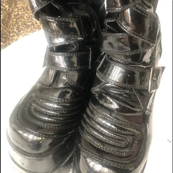 ⭐️ Demonia HUGE 7” Platforms Gothic Knee high Black patent leather boots men 5
