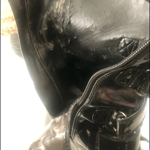 ⭐️ Demonia HUGE 7” Platforms Gothic Knee high Black patent leather boots men 5