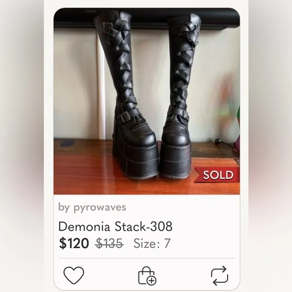 ⭐️ Demonia HUGE 7” Platforms Gothic Knee high Black patent leather boots men 5