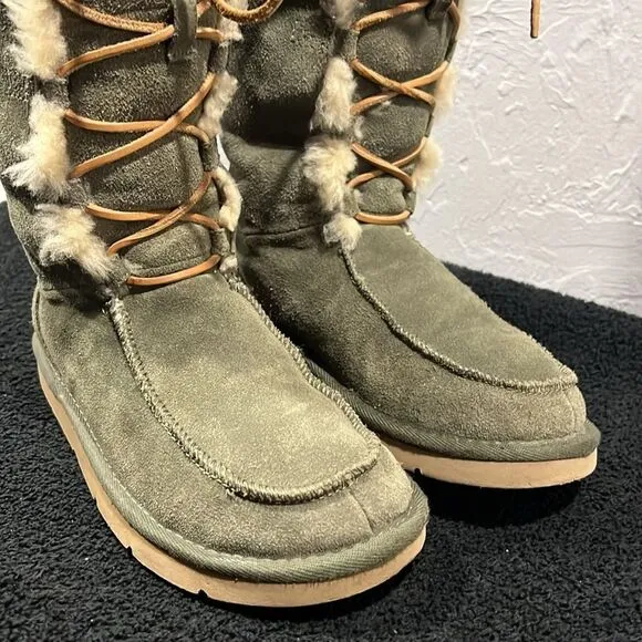 🔥🔥 UGG Australia Whitley 5230 Women's Sz 7 Olive Green Lace Up Tall  Boots - E