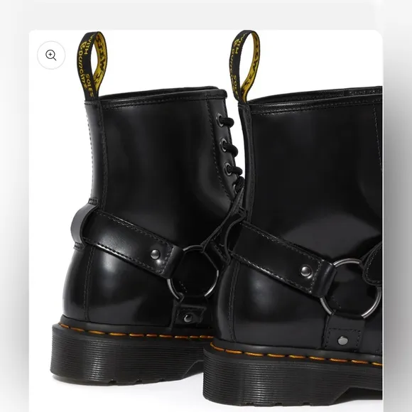 1460 Harness Black Polished Smooth Leather Lace Up Boot