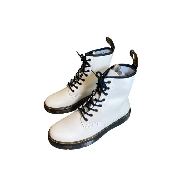 $170 NEW Dr. Doc Martens Women 10 Zavala Lace Up White Leather Combat Boots