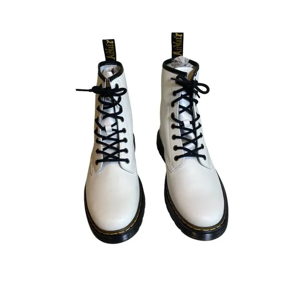 $170 NEW Dr. Doc Martens Women 10 Zavala Lace Up White Leather Combat Boots