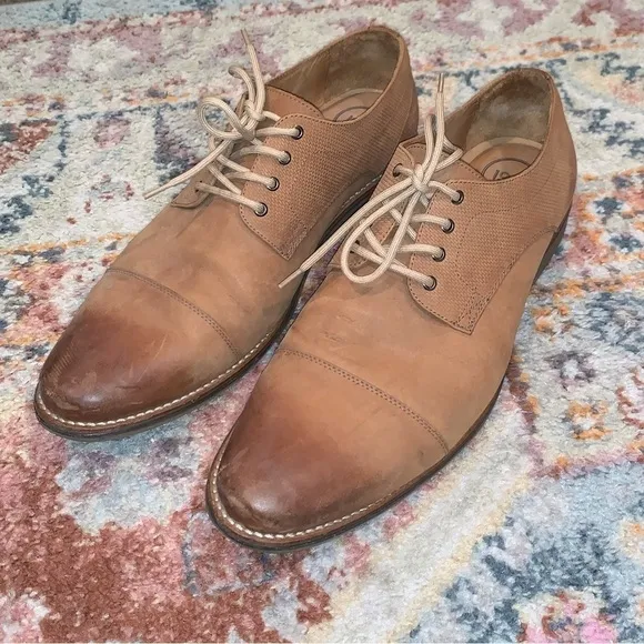 1901 Brown Leather Oxford Men’s Cap Toe Dress Shoes Size 11.5 Gently Used