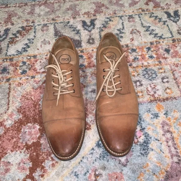 1901 Brown Leather Oxford Men’s Cap Toe Dress Shoes Size 11.5 Gently Used