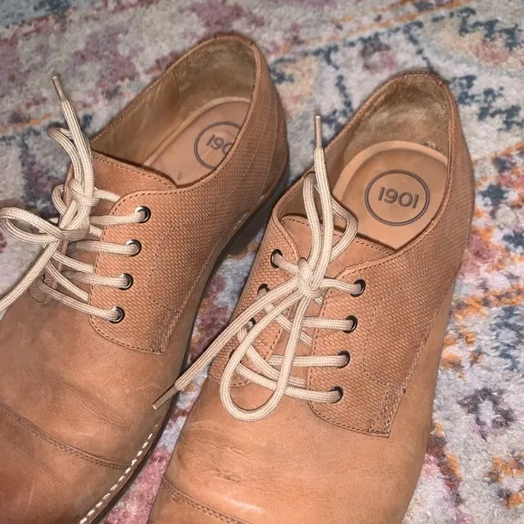 1901 Brown Leather Oxford Men’s Cap Toe Dress Shoes Size 11.5 Gently Used