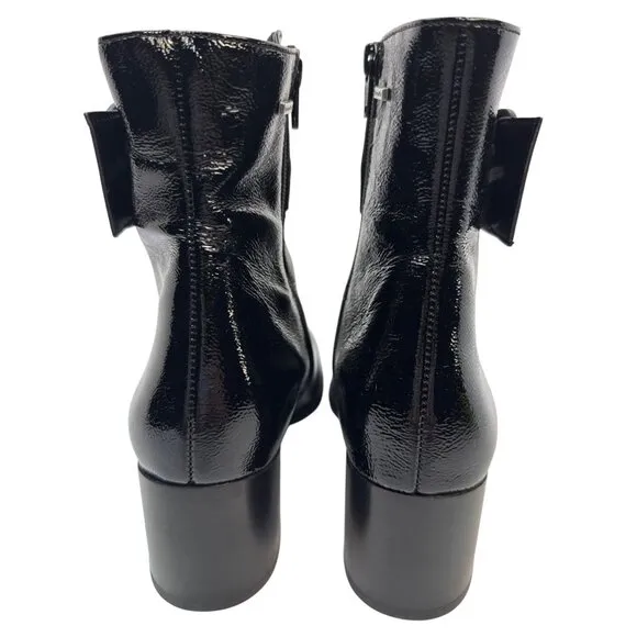 $530 PAUL GREEN Womens Panache Waterproof Bootie BLACK CRINKLED PATENT SZ 9