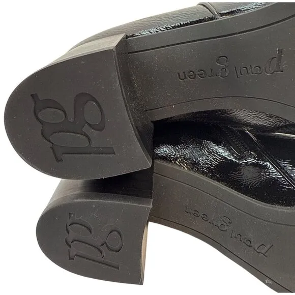 $530 PAUL GREEN Womens Panache Waterproof Bootie BLACK CRINKLED PATENT SZ 9