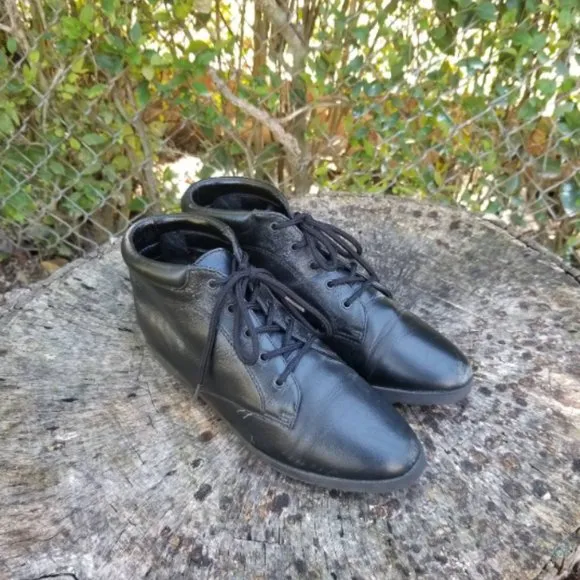 80s Vintage &quot;DANEXX&quot; Black Leather Ankle Boots