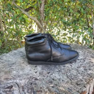 80s Vintage &quot;DANEXX&quot; Black Leather Ankle Boots