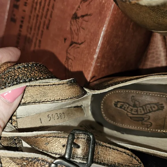#82 Freebird Women's Bronze Strappy Shoes