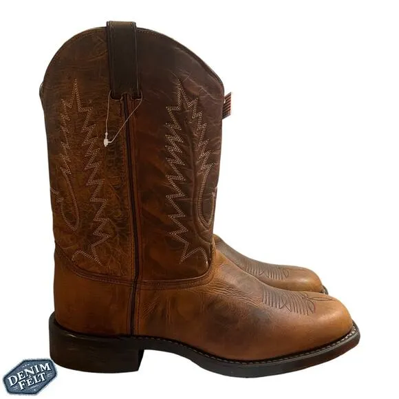 Abilene Men's Brown Leather Pioneer Western Cowboy Boots | NEW!!!