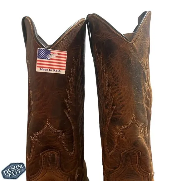 Abilene Men's Brown Leather Pioneer Western Cowboy Boots | NEW!!!