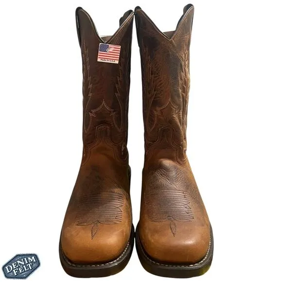 Abilene Men's Brown Leather Pioneer Western Cowboy Boots | NEW!!!