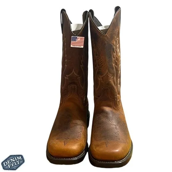Abilene Men's Brown Leather Pioneer Western Cowboy Boots | NEW!!!