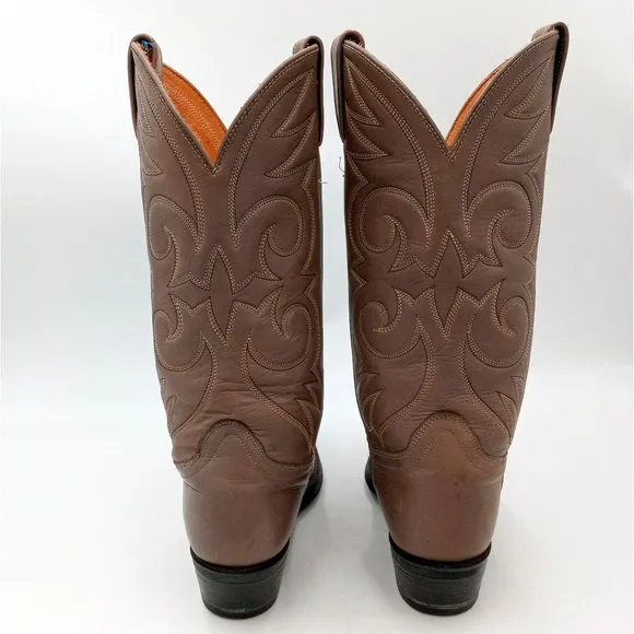 Acme Cowboy Boots Vintage Taupe Leather Mens 7 D Country Western Wear Shoes