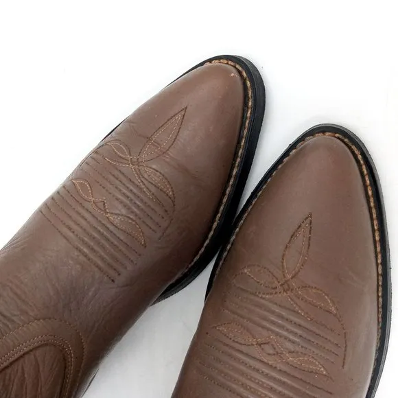 Acme Cowboy Boots Vintage Taupe Leather Mens 7 D Country Western Wear Shoes