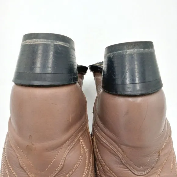 Acme Cowboy Boots Vintage Taupe Leather Mens 7 D Country Western Wear Shoes