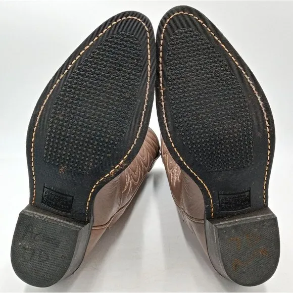 Acme Cowboy Boots Vintage Taupe Leather Mens 7 D Country Western Wear Shoes