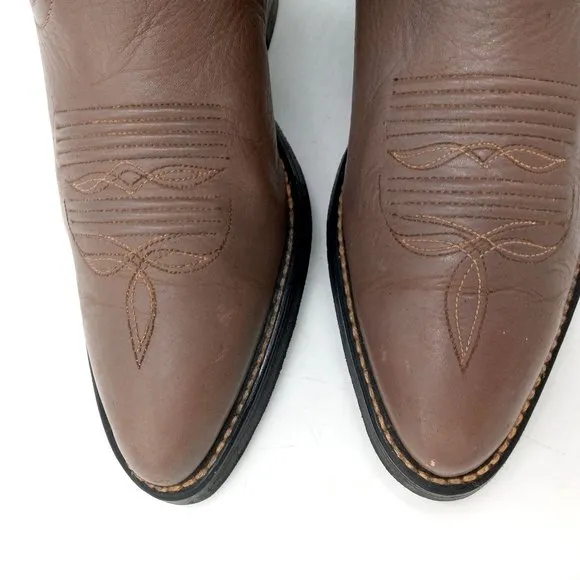 Acme Cowboy Boots Vintage Taupe Leather Mens 7 D Country Western Wear Shoes
