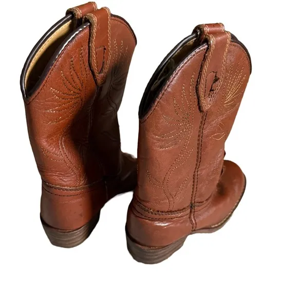 ACME KIDS BROWN RARE / VINTAGE UNISEX WESTERN COWBOY BOOTS SIZE 4D