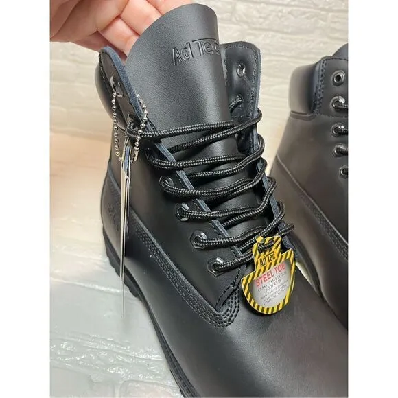 Ad Tec MEN'S 8&quot; COMPOSITE TOE WATERPROOF Black Work boots