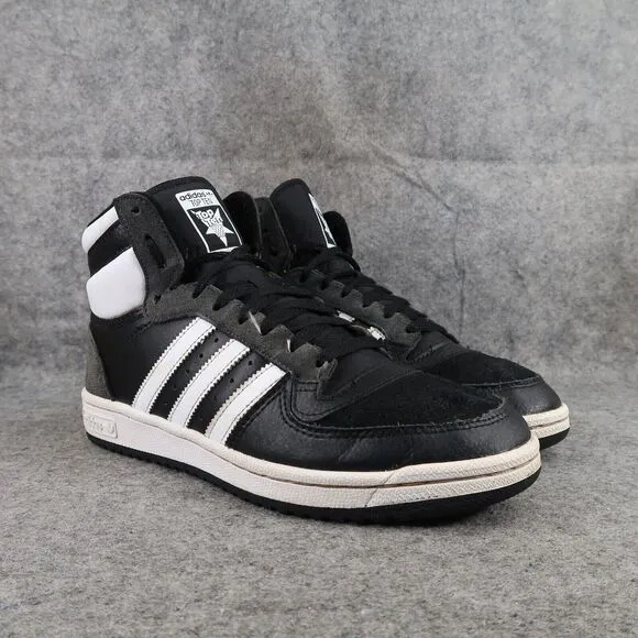 Adidas Shoes Mens 8.5 Sneakers Top Ten Hi Black White Leather Basketball Casual