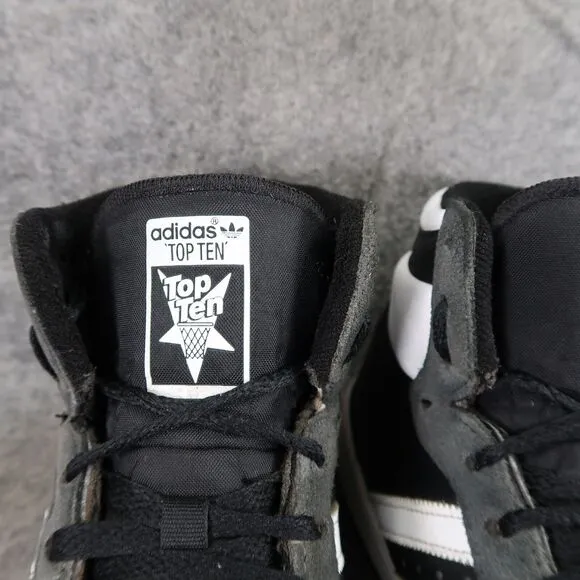 Adidas Shoes Mens 8.5 Sneakers Top Ten Hi Black White Leather Basketball Casual