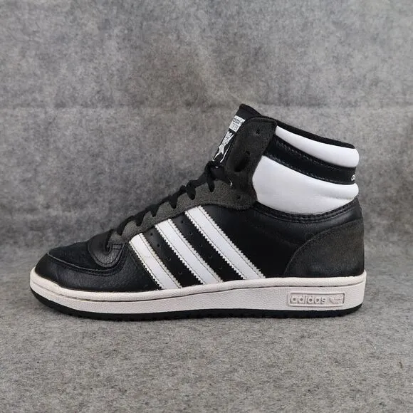 Adidas Shoes Mens 8.5 Sneakers Top Ten Hi Black White Leather Basketball Casual
