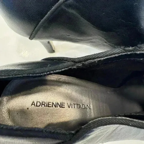 Adrianne Vittadini women’s high heel black leather ankle boots size 10