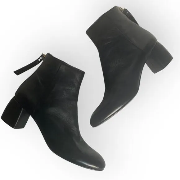 AGL black leather ankle boots, womens EU 37.5/US 6.5 gold studded zipper pull