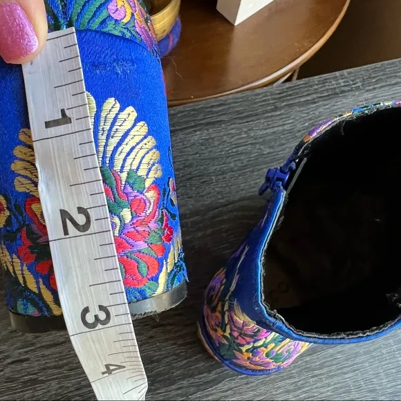 Aldo Blue Floral Brocade Fabric Boots US6.5 EU37 Retail $130