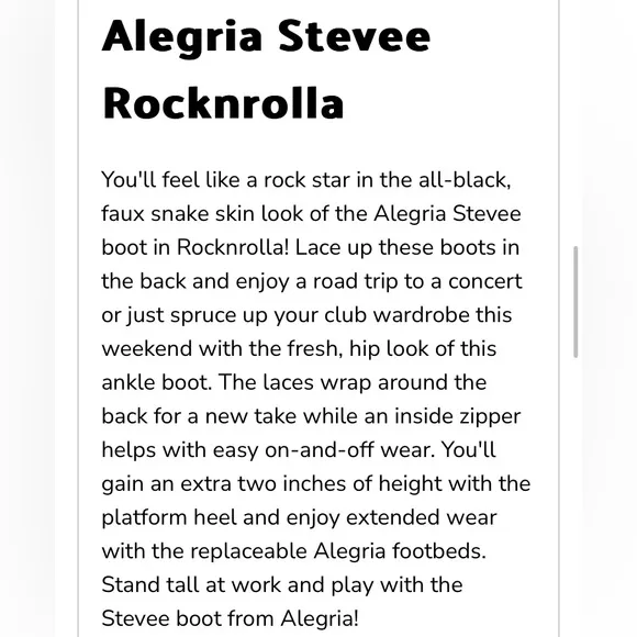 Alegria Stevee rocknrolla black leather boots size 37 comfort shoes minimal