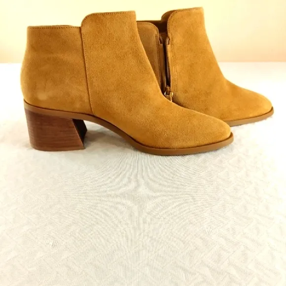 Alex MarieTan Suede Ankle Boots 10M side Zipper 2&quot;Heel my