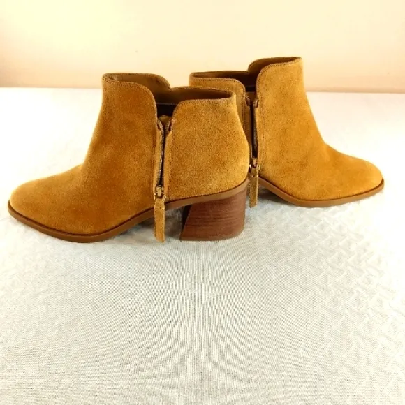Alex MarieTan Suede Ankle Boots 10M side Zipper 2&quot;Heel my