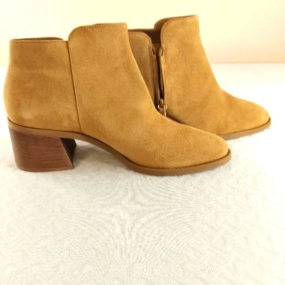 Alex MarieTan Suede Ankle Boots 10M side Zipper 2&quot;Heel my