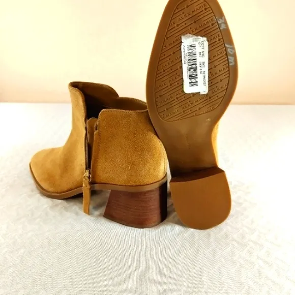 Alex MarieTan Suede Ankle Boots 10M side Zipper 2&quot;Heel my