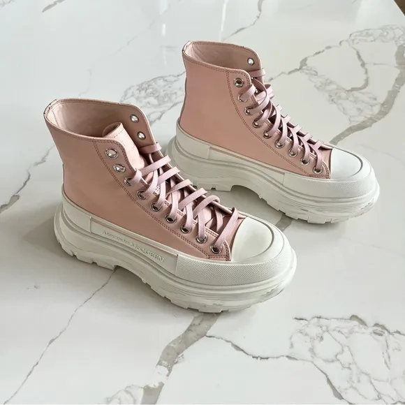 Alexander McQueen Pink Leather Treadslick Boot