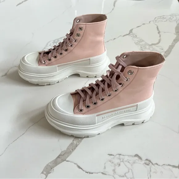Alexander McQueen Pink Leather Treadslick Boot
