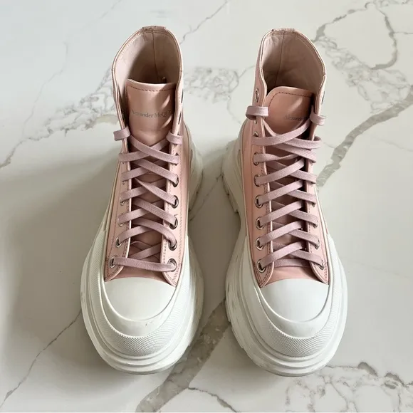 Alexander McQueen Pink Leather Treadslick Boot
