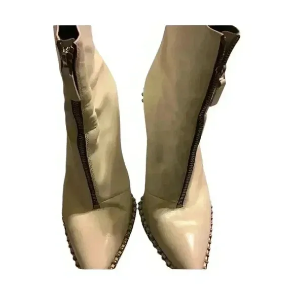 Alexander Wang Women's White Studded Ankle Boots High Heel Party Shoes